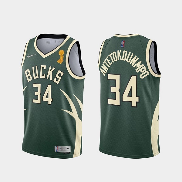 Men's Milwaukee Bucks #34 Giannis Antetokounmpo Green Stitched Jersey